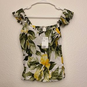 H&M- Brand New With Tags Lemon Smocked Tank Size XXS 100% Viscose